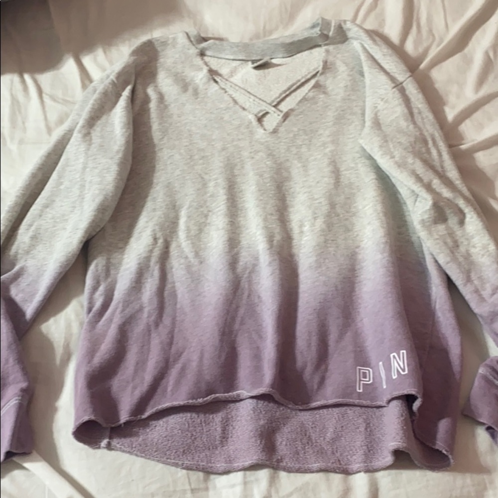 Pink ombré choker v-neck sweater